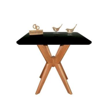 Imagem de Mesa Jantar Pandora Tampo Quadrado Laca Com Vidro 80cm Preto - DECORAP