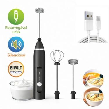 Imagem de Mini Mixer Recarregável Sem Fio Batedor de Ovos e Cremes - Mixer Portá