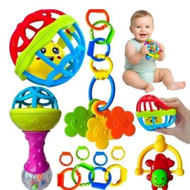 Imagem de Brinquedo Bebê Com Chocalhos Coloridos Para Desenvolvimento Sensorial 