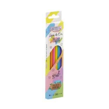 Imagem de Lápis de Cor de Madeira Sextavado Tom Pastel -- 6 Cores- BRW