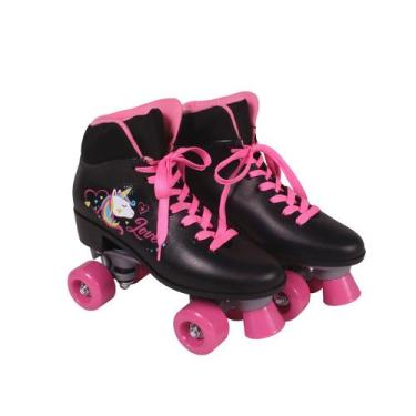Imagem de Patins 4 rodas quad love unicórnio preto e rosa menina 38 - BELFIX