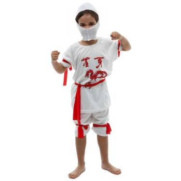 Imagem de Fantasia Ninja Branco Infantil Masculino - Jade Fashion, P