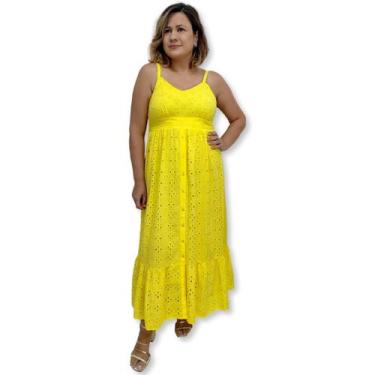 Imagem de Vestido Longo Indiano Alça Algodão Liso em lesi com elástico - Sarat M
