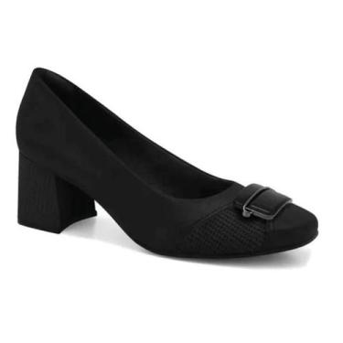Imagem de Sapato Feminino Comfortflex Salto Médio Grosso Conforto, 38, Preto