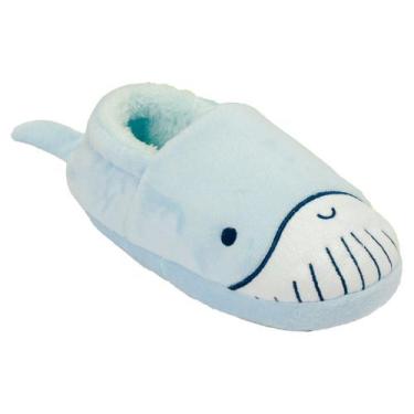 Imagem de Pantufa Kids Antiderrapante Personalizada Pimpolho, Azul baleia, 30/31