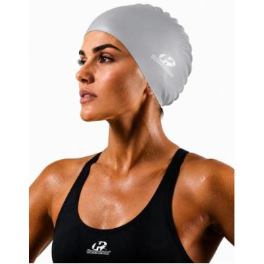 Imagem de Touca Nataçao Silicone Xl Hammerhead Cabelos Longos Grande, Prata, XL