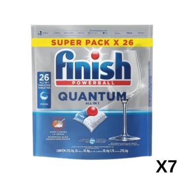 Imagem de Lava-Louças Finish Quantum Fresh 26 Tabletes Kit com 7 Unidades - FINISH