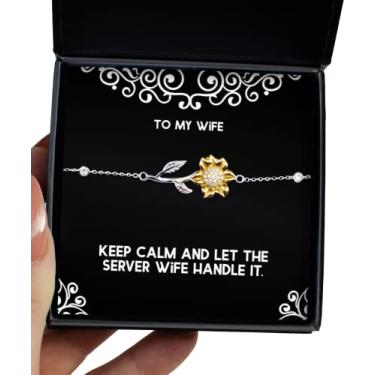 Imagem de SpreadPassion Keep Calm and Let The Server Wife Handle It. Pulseira de girassol, presentes de amor esposa, joias para esposa