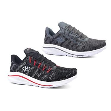 Imagem de Kit 2 Pares Tênis De Academia Runway Training Masculino Tamanho:39;Cor:Preto Vermelho e Grafite