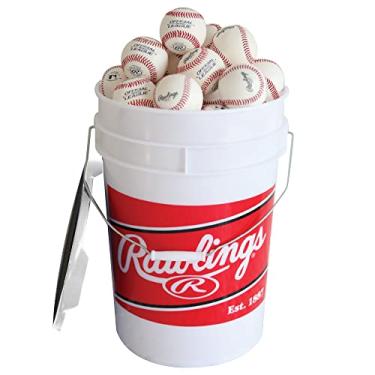 Imagem de Rawlings Bolas de beisebol juvenis de nível de competição oficial, balde de 24 bolas ROLB1X (maiores de 14 anos), brancas
