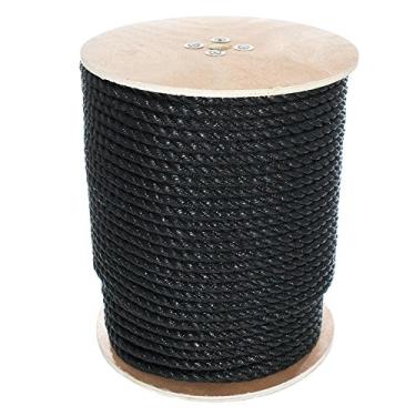 Imagem de Corda de polipropileno torcido com 3 fios West Coast Paracord - À prova d'água e flutua na água, Preto, 5/8 Inch x 500 Feet