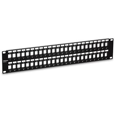 Imagem de TRENDnet Painel de patch Keystone 2U HD em branco de 48 portas, TC-KP48, 2U 19" Metal Rackmount Housing, HD Keystone Network Patch Panel, Recomendado com TC-K25C6 e TC-K50C6 Cat6 Keystone Jacks