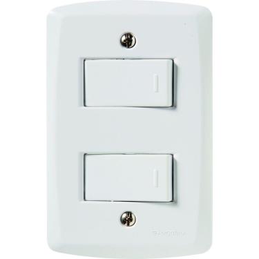 Imagem de Conjunto 4x2 com 1 Interruptor Simples 10 A 250 V e 1 Interruptor 10 A 250 V Tramontina Lux2 branco