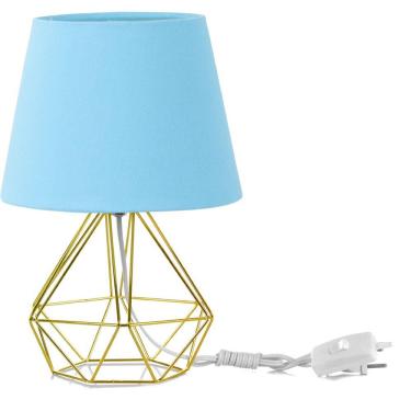 Imagem de Abajur Diamante Dome Azul Bebe Com Aramado Dourado