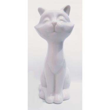 Imagem de Enfeite Decorativo Gato Gatinho de Porcelana Branco
