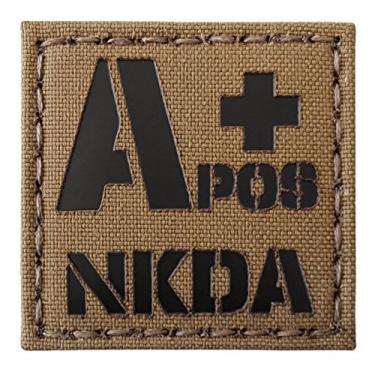 Imagem de Coyote Brown Tan Infrared IR APOS NKDA A+ Tipo de sangue 2x2 Tactical Morale Touch Fastener Patch