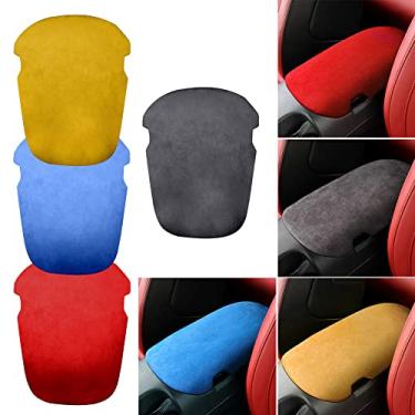 Imagem de FINMOKAL Acabamento Do Painel Da Tampa Do Console Central Do Apoio De Braço Em Alcantara Para Ford Mustang 2015-2021 Azul