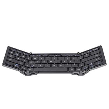Imagem de Teclado Dobrável com Bluetooth Luxo, Estojo de Alumínio, Portátil, Dobrável, Sem fio, mini tablet, teclado para ios/android/windows, IBMKIDS (Preto)