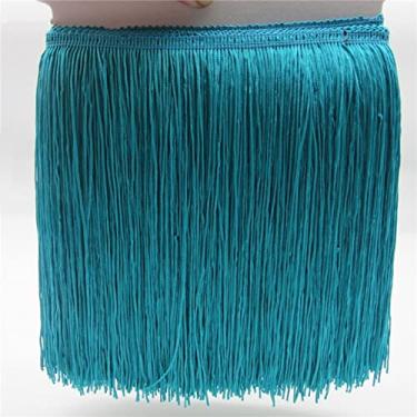 Imagem de 1 jarda 20 CM longa de poliéster borla franja guarnição de renda fita costurar vestido latino acessórios de cortina de vestuário de palco, azul céu, 1 jarda
