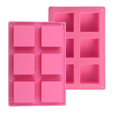 Imagem de 2 peças de silicone quadrado para fazer doces molde de brownie pan bolo chocolate 6 cavidades sabão faça você mesmo moldes bandeja de cubo de gelo