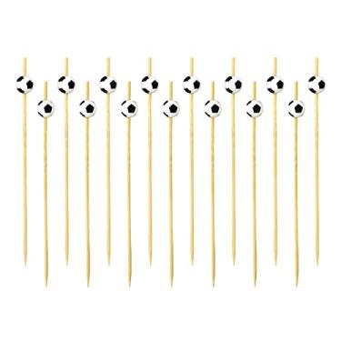 Imagem de Honbay 100 peças bolas de futebol decorativas para coquetéis bola esportiva bambu frutas sanduíche varas aperitivo para decorações de festa de aniversário de casamento (4,7 polegadas)