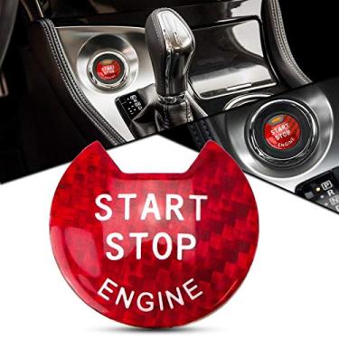 Imagem de Capa de botão de parada de partida do motor Xotic Tech Real Carbon Fiber Red Keyless compatível com Infiniti Q50 Q60 QX60 2014-up, Nissan Altima Maxima Pathfinder 2013