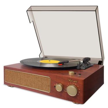 Imagem de Vitrola Raveo Studio Marrom Toca-Discos, Bluetooth, Radio FM, USB, Saída Auxiliar Bivolt