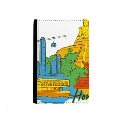 Imagem de Porta-passaporte aquarela China Hong Kong Victoria porta-passaporte Notecase Burse capa carteira porta-cartão, Multicolor