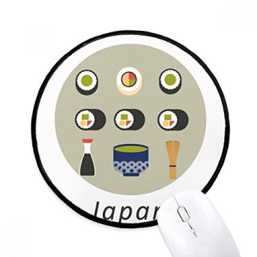 Imagem de DIYthinker Mouse pad tradicional japonês para comida local sushi desktop escritório tapete redondo para computador