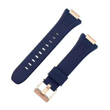 Imagem de KANUZ Pulseira de relógio de borracha para Apple Watch Band 44 45mm, para iwatc 8/7/6/5/4/SE Series Upgrade Mod Kit (Cor: Azul, Tamanho: 44MM)