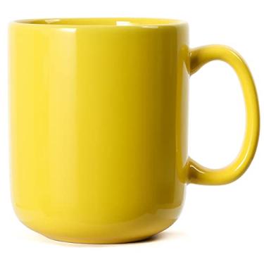 Imagem de Smilatte Caneca de café grande de 590 ml, xícara de chá grande de cerâmica lisa M016 com alça para pai e homens, amarela