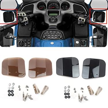 Imagem de FINMOKAL Preto bronzeado motocicleta pára-brisa defletor de pára-brisa montagem espelho para Honda GL1800 F6B
