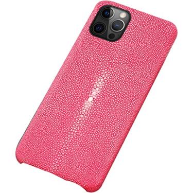 Imagem de KOSSMA Capa de couro compatível com iPhone 12 Pro Max 6,7 polegadas, capa de couro genuíno capa protetora elegante para iPhone 12 Pro Max (cor: rosa)
