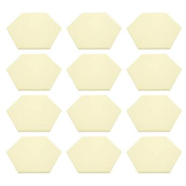 Imagem de Painéis acústicos hexagonais, placas de isolamento de som, adesivo para montagem e redução de ruído, fibra de poliéster para escritórios domésticos para estúdios de gravação (amarelo claro)