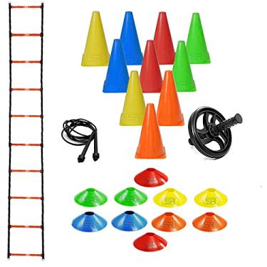 Imagem de Kit Escada + 10 Pratos + 10 Cones Funcional + Corda + Roda