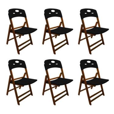 Imagem de Kit Com 6 Cadeiras Dobraveis De Madeira Elegance Mel Polipropileno Pre