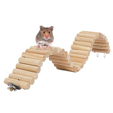 Imagem de Hamiledyi Ponte de madeira hamster, brinquedo de esconderijo de suspensão de escalada para camundongos de hamster de madeira natural dobrável para camundongo de anões Gerbil Chinchilla Chipmunk