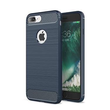 Imagem de Capa para celular Apple iPhone 8 Plus (incluindo duas Película protetora temperada) capa macia anti-queda com case borda elástica -Azul