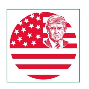 Imagem de Bandeira dos EUA com carimbo redondo de borracha autotintado Donald Trump Cosco R17 - tinta vermelha