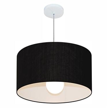 Imagem de Lustre Pendente Cilíndrico Cúpula Tecido 50x30 cm, Vivare Iluminação, Pendente4069 PR, Preto, Médio