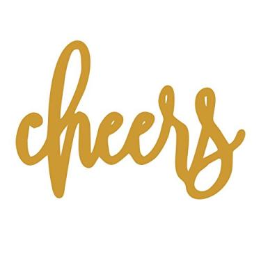 Imagem de Placa de madeira Cheers, decoração de casa, arte de parede inacabada, 20,32 x 7,62 cm, placa de madeira, placa de madeira personalizada, placa decorativa de madeira, decoração de parede
