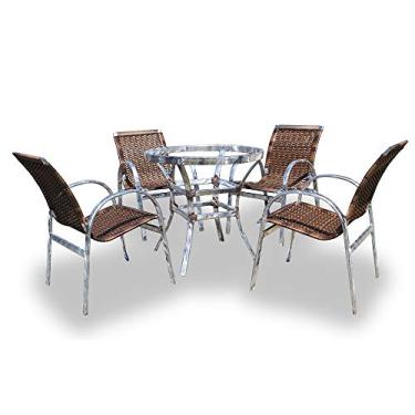 Imagem de Conjunto de Fibra Sintética Londres - 4 Cadeiras + 1 Mesa