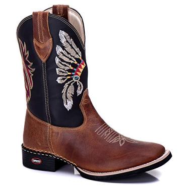 Imagem de Bota Masculina Country Cano Longo Bico quadrado legitimo couro bovino 240 (43, 224mostarda)