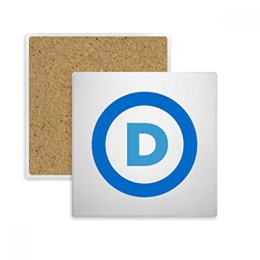 Imagem de Emblema Americano Partido Democrático Azul Quadrado Porta-copos Caneca Suporte Subplaca Pedra de Isolamento