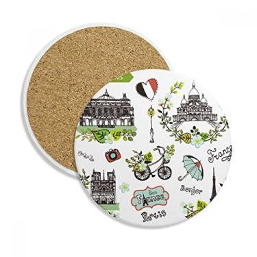 Imagem de Spring Eiffel Paris França Porta-copos Graffiti Caneca de mesa Proteção Absorvente Pedra
