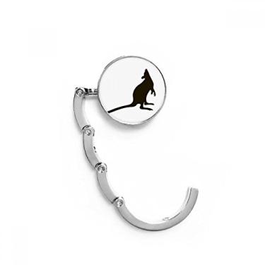 Imagem de Gancho de mesa preto canguru com fecho decorativo e gancho dobrável