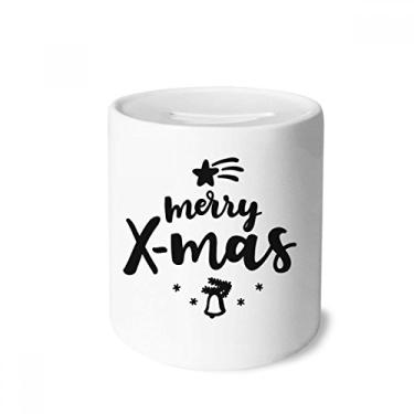Imagem de DIYthinker Porta-moedas de cerâmica com citação de Natal Merry X-Mas presente de cofrinho