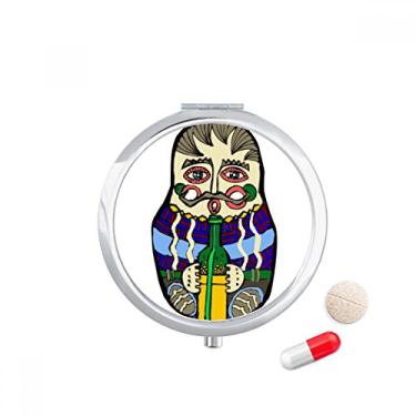 Imagem de Porta-comprimidos russa Matrioska russa com bolso para armazenamento de remédios