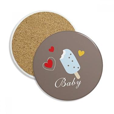 Imagem de Caneca de copo de sorvete de coração azul picolé doce copo copo de mesa pedra absorvente de proteção de mesa