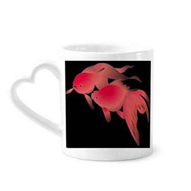 Imagem de Caneca de cerâmica de café com pintura de peixe de cultura japonesa copo de coração de vidro